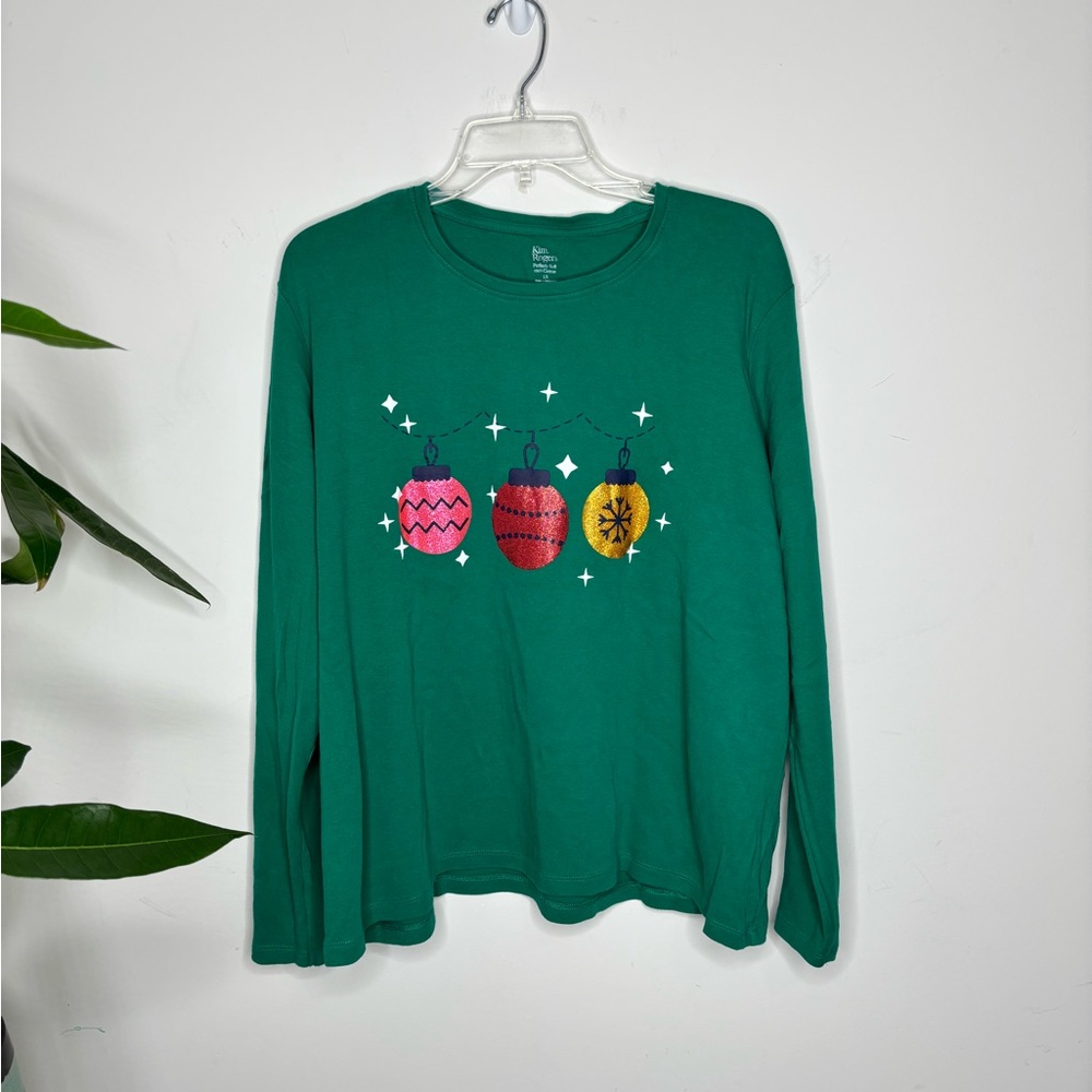 BN9 Kim Rogers Teal Long Sleeve Shirt Christmas Holidays Long Sleeve Cotton 1X